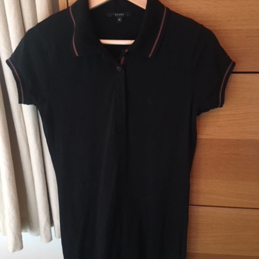 Gucci polo dress with stripes & embroidered detail